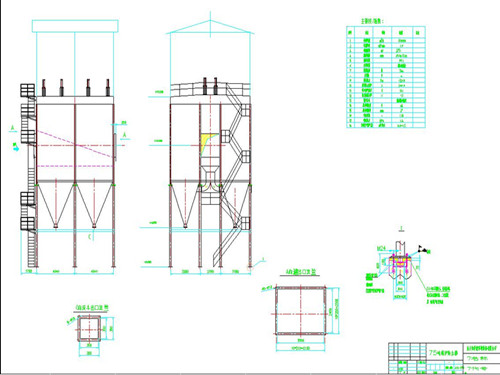 華康環(huán)保為山東75噸鍋爐設計的長袋脈沖除塵器圖紙